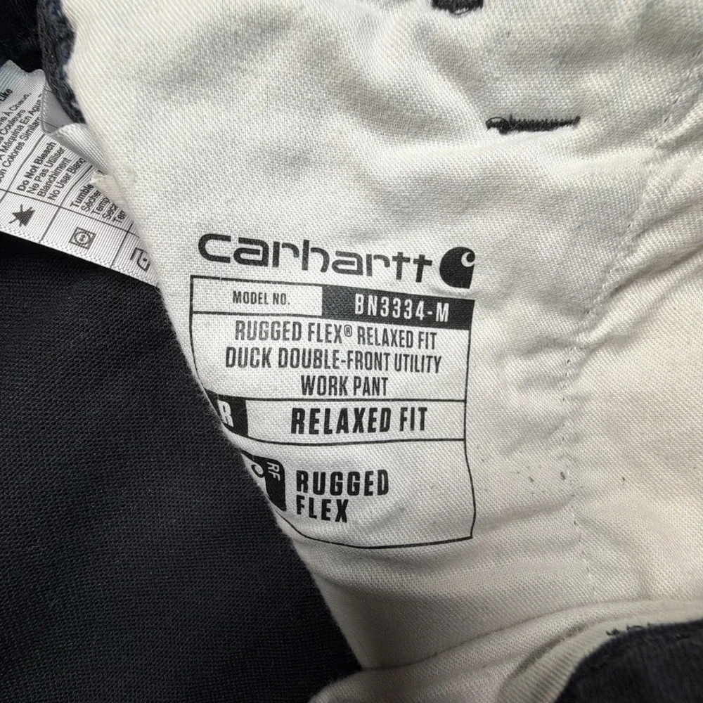 CARHARTT Jeans Mens 33x30 (Fits 32x29) Black DOUBLE KNEE Relaxed Fit Workwear